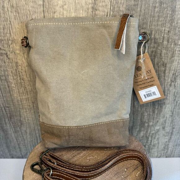 Canvas Leather Seed Purse Crossbody Seed Bag FAST SHIP NeW - Picture 6 of 7